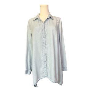 EUC Zac & Rachel blue chambray tunic button-down blouse – size M